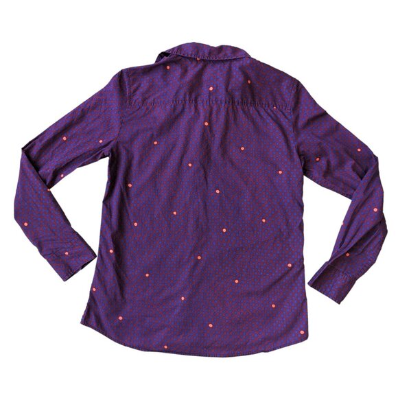 GAP Fitted Boyfriend Purple Polka Dot Button-Up | S - Picture 3 of 6